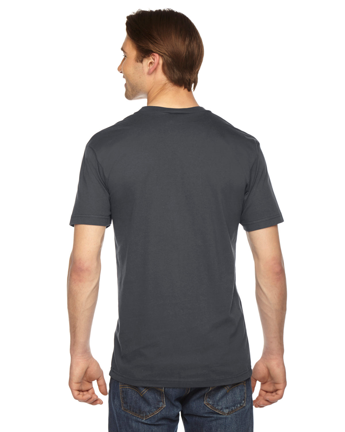 Unisex Fine Jersey Short-Sleeve V-Neck T-Shirt - Asphalt