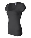 Women's Sheer Mini Rib Scoopneck Tee - Black