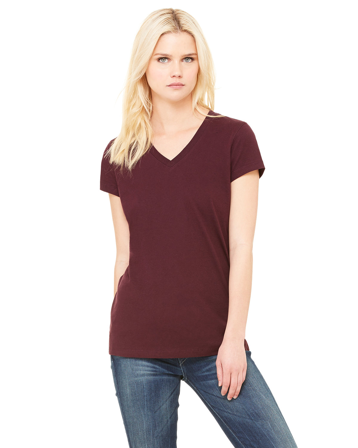 Women's Jersey Short-Sleeve V-Neck T-Shirt - Maroon