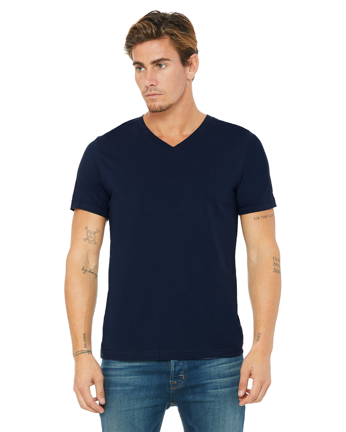 Unisex Jersey Short-Sleeve V-Neck T-Shirt - Navy