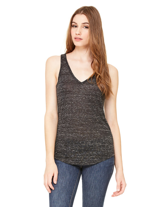 Women's Flowy V-Neck Tank - Black Marble