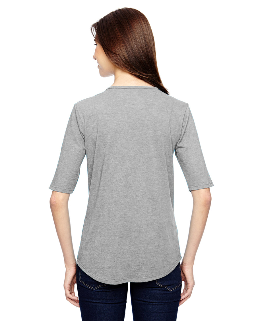 Women's Triblend Deep Scoop 1/2-Sleeve T-Shirt - Heather Gray