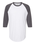 Unisex Fine Jersey Raglan Tee - White / Heather Charcoal