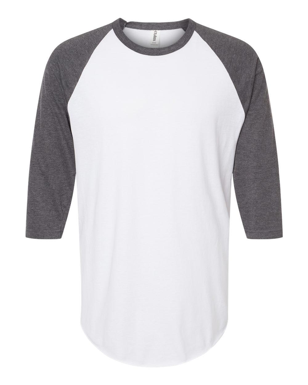 Unisex Fine Jersey Raglan Tee - White / Heather Charcoal