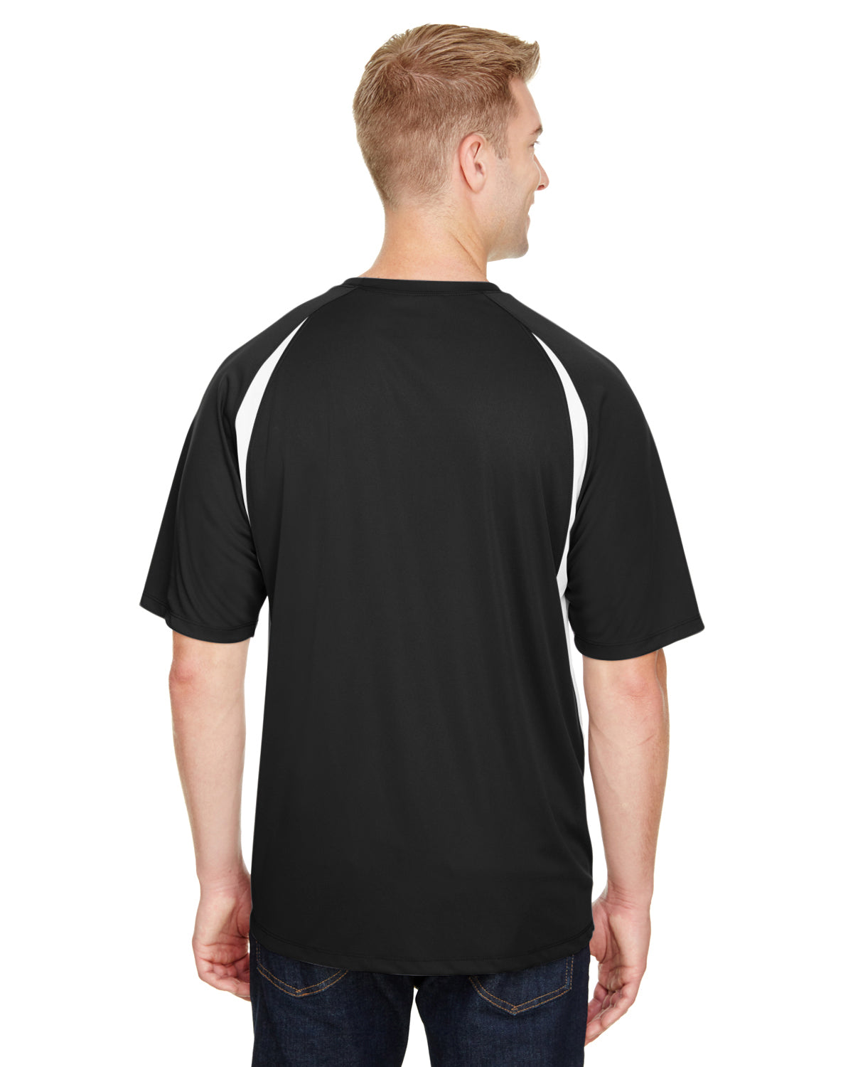 Men's Cooling Performance Color Blocked T-Shirt - Black / White