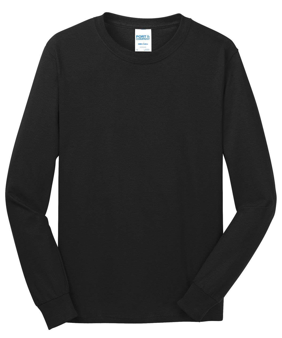 Unisex Long Sleeve Core Cotton Tee - Jet Black