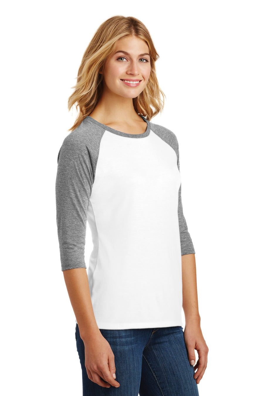Women's Perfect Tri 3/4-Sleeve Raglan - Gray Fr / White