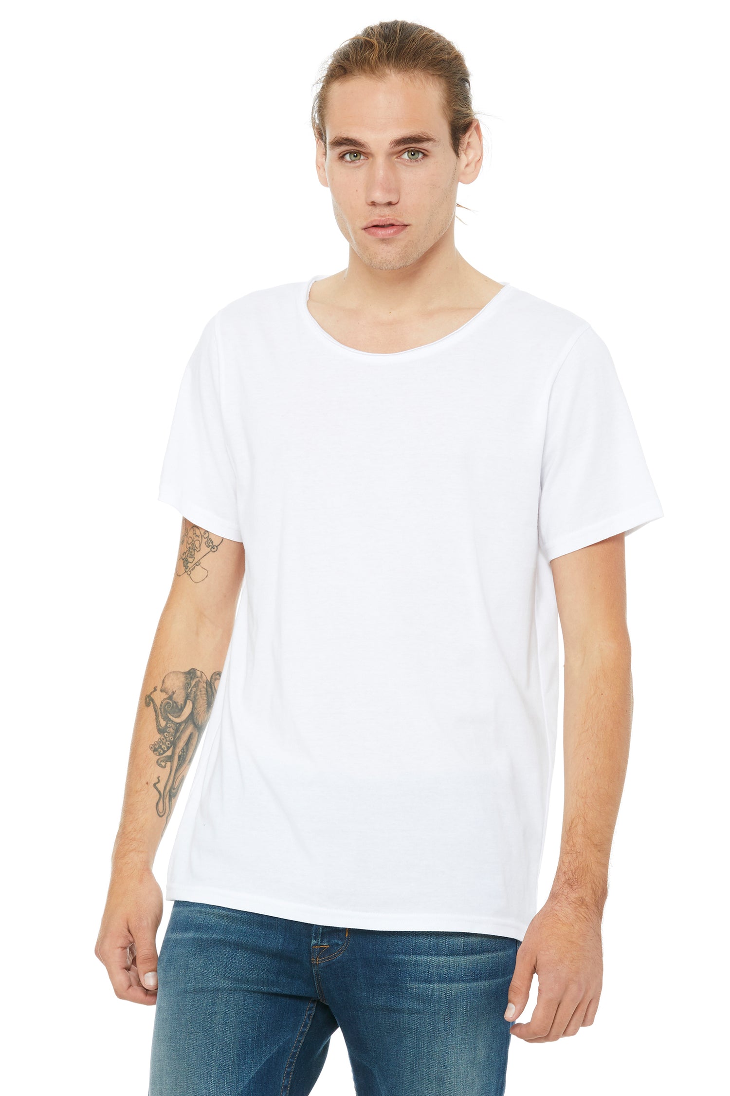 Men's Jersey Raw Neck T-Shirt - White