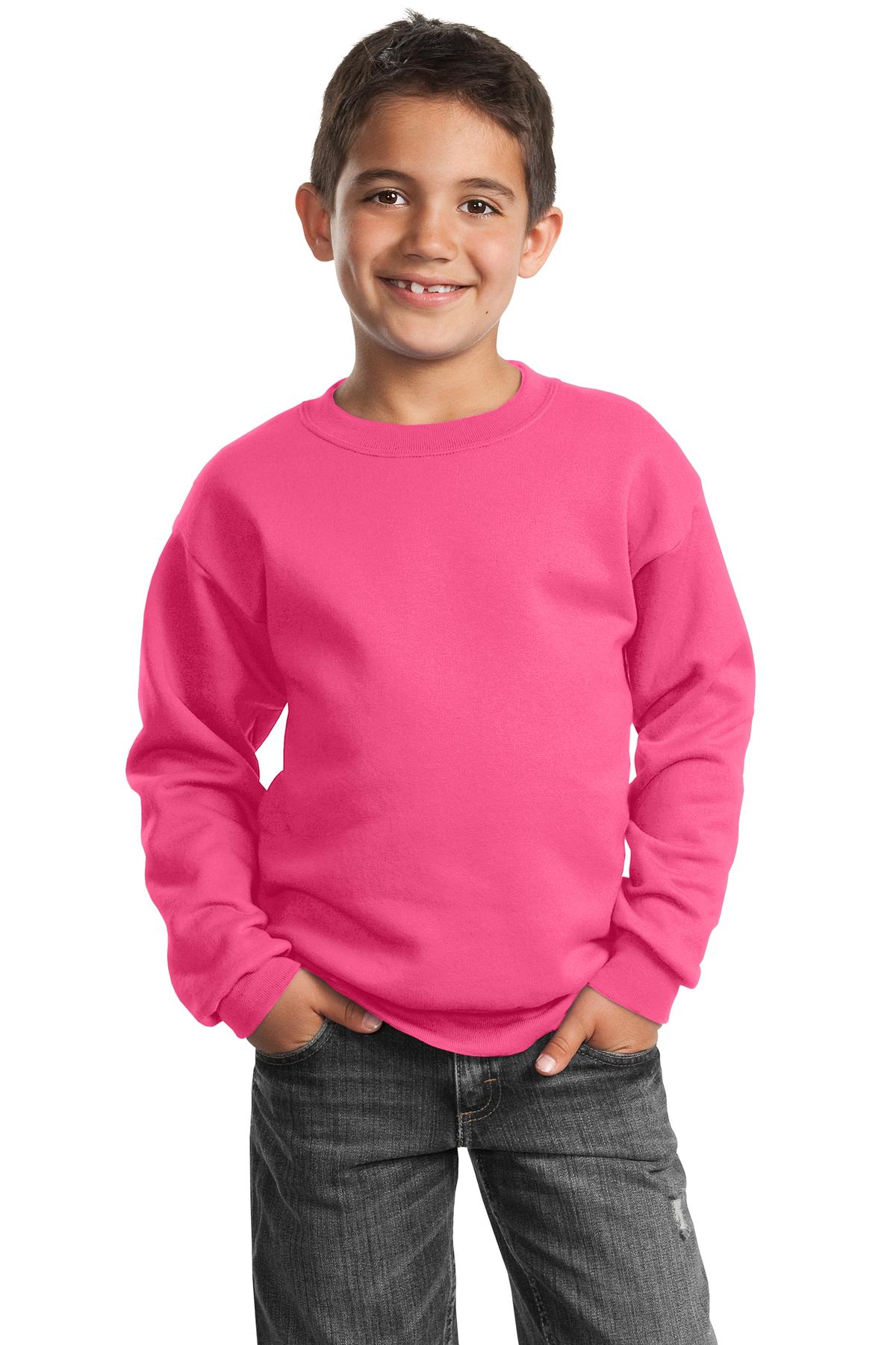 Youth Core Fleece Crewneck Sweatshirt - Neon Pink