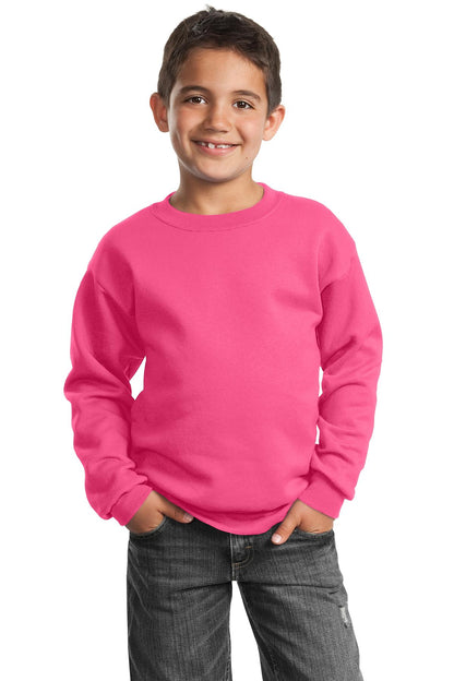 Youth Core Fleece Crewneck Sweatshirt - Neon Pink