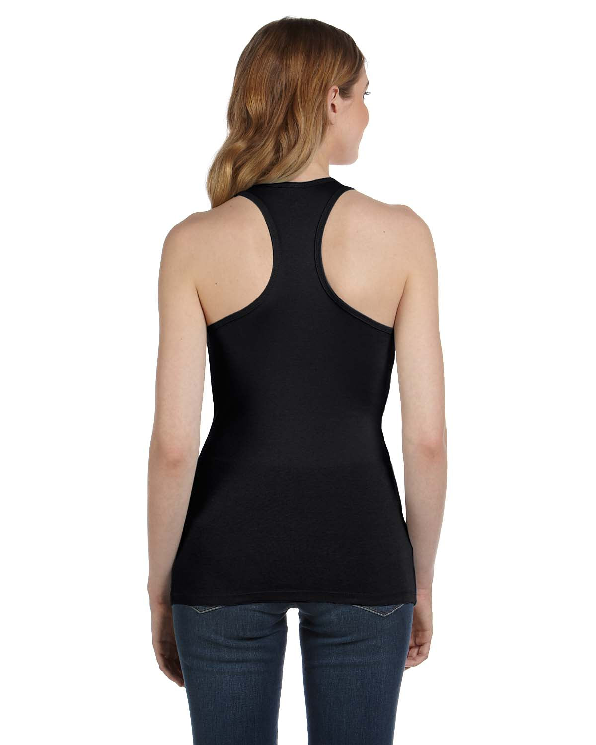 Women's Sheer Mini Rib Racerback Tank - Black