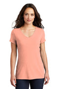 Women's Perfect Tri V-Neck Tee - Heather Dusty Peach