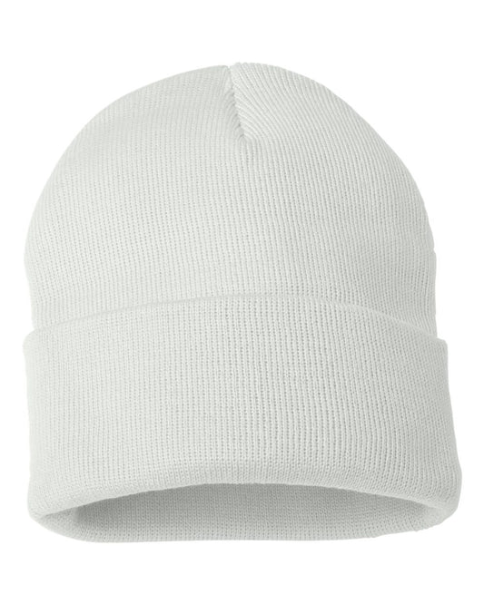 12" Solid Knit Beanie - White
