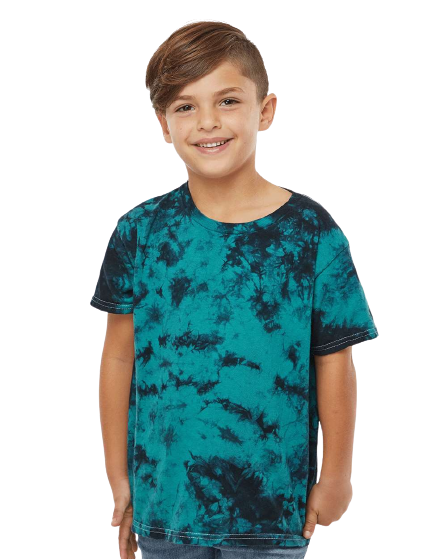 Youth Crystal Tie Dye T-Shirt - Black / Teal