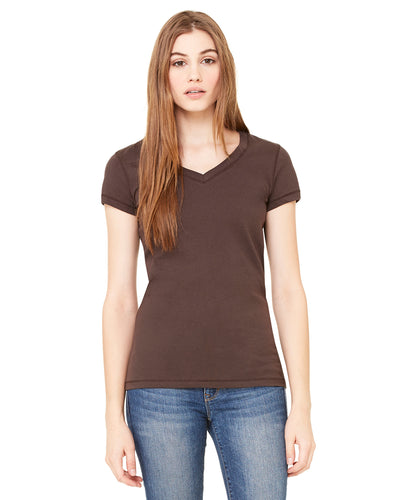 Women's Jersey Short-Sleeve V-Neck T-Shirt - Brown