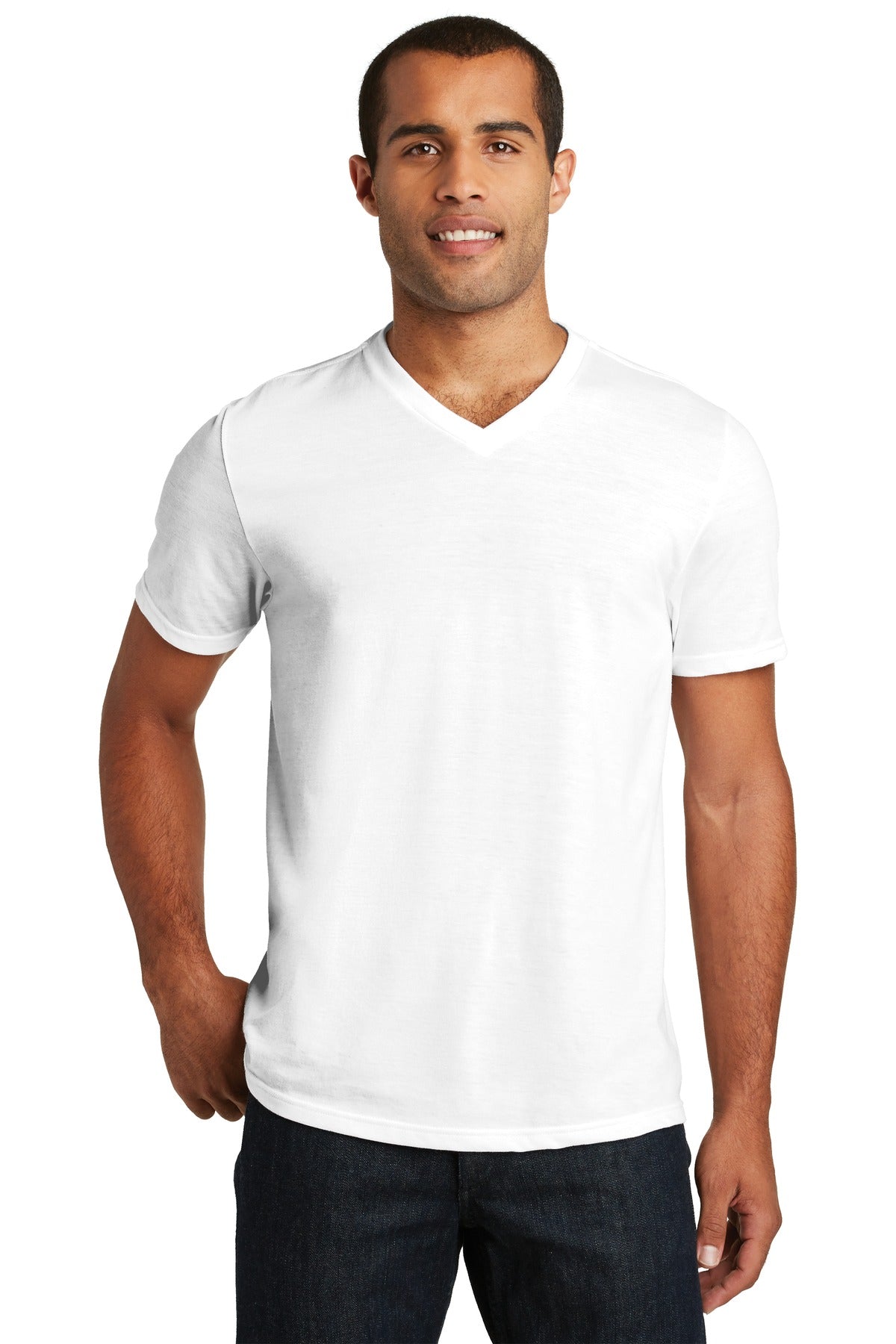 Unisex Perfect Tri V-Neck Tee - White