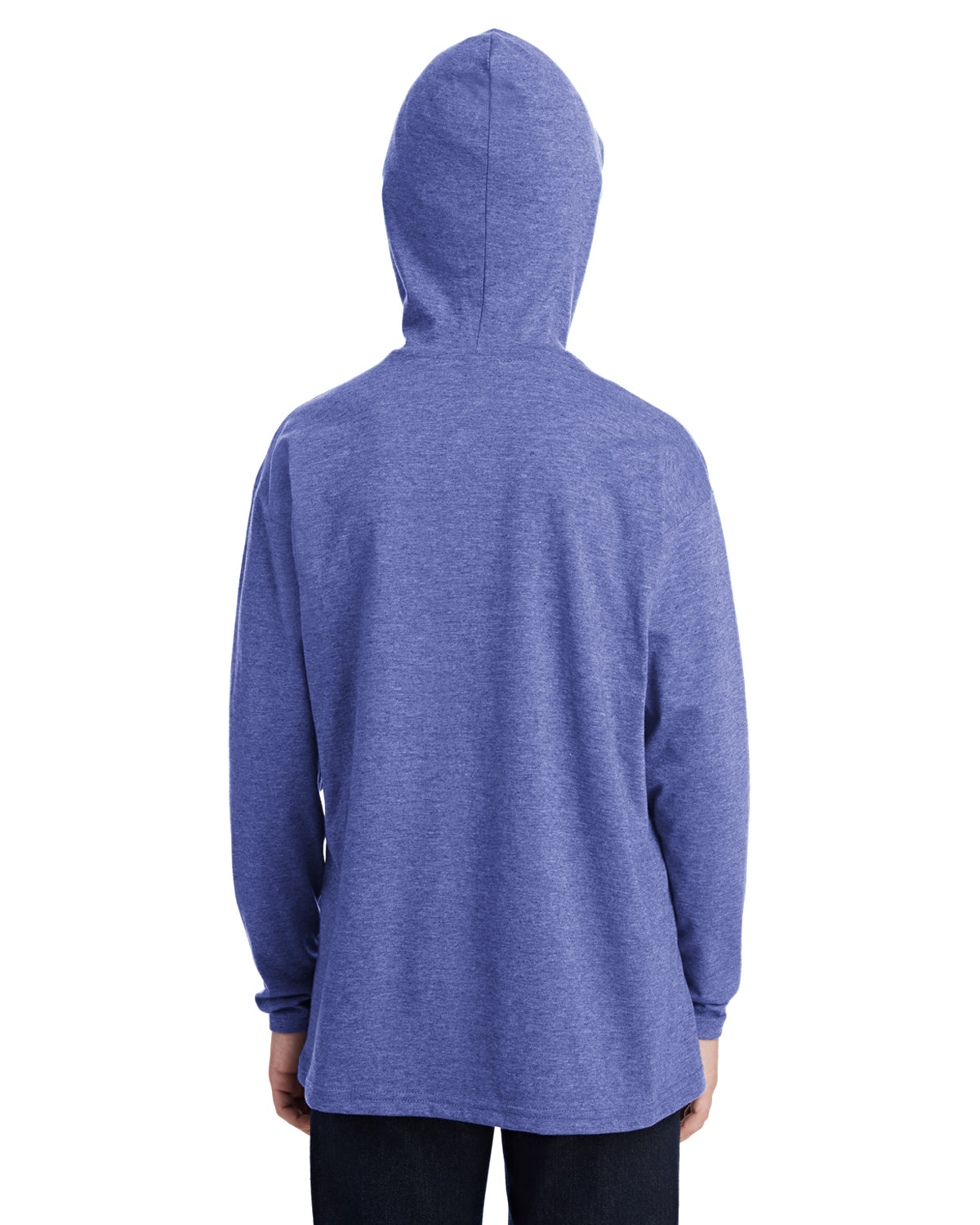 Youth Long-Sleeve Hooded T-Shirt - Heather Blue
