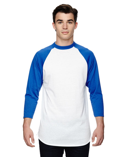 Unisex 3/4-Sleeve Baseball Jersey - White / Royal