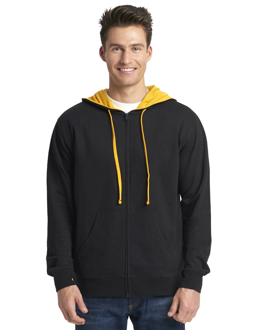 Unisex French Terry Zip Hoodie - Black / Gold