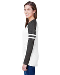 Women's Gameday Mash-Up Long Sleeve Fine Jersey T-Shirt - B White / Vintage Smoke / B White