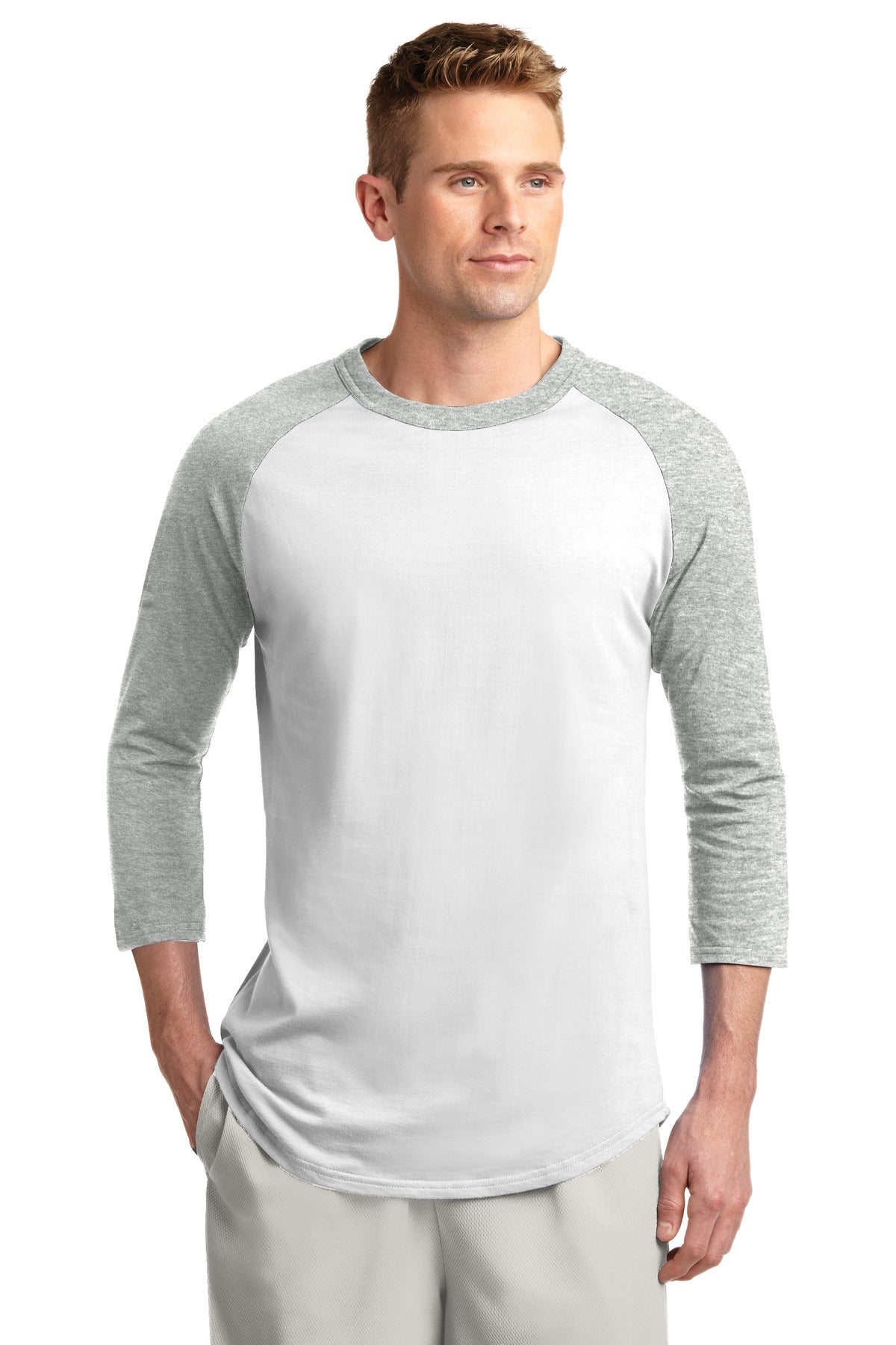 Unisex Colorblock Raglan Jersey - White / Gray Heather