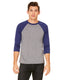 Bella + Canvas 3200 - Unisex 3/4-Sleeve Baseball T-Shirt - Gray / Navy Triblend