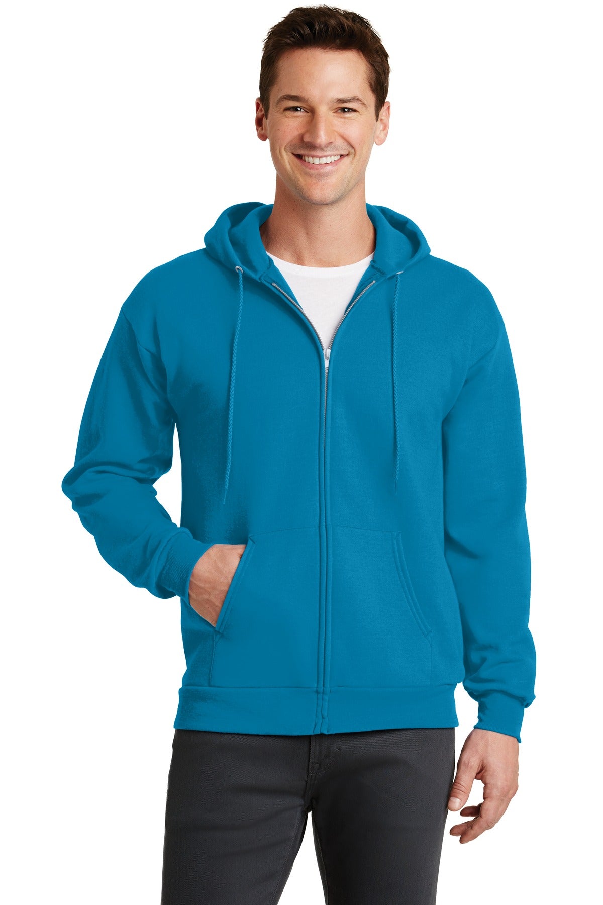 Unisex Core Fleece Full-Zip Hoodie - Neon Blue