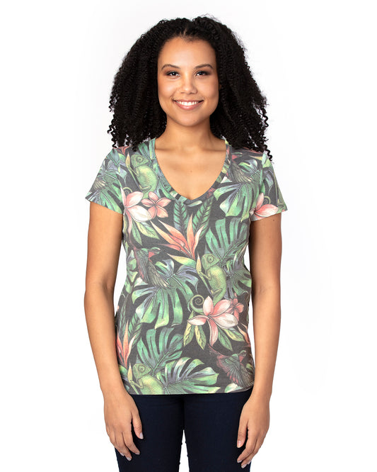 Women's Ultimate V-Neck T-Shirt - Tropical Jungle