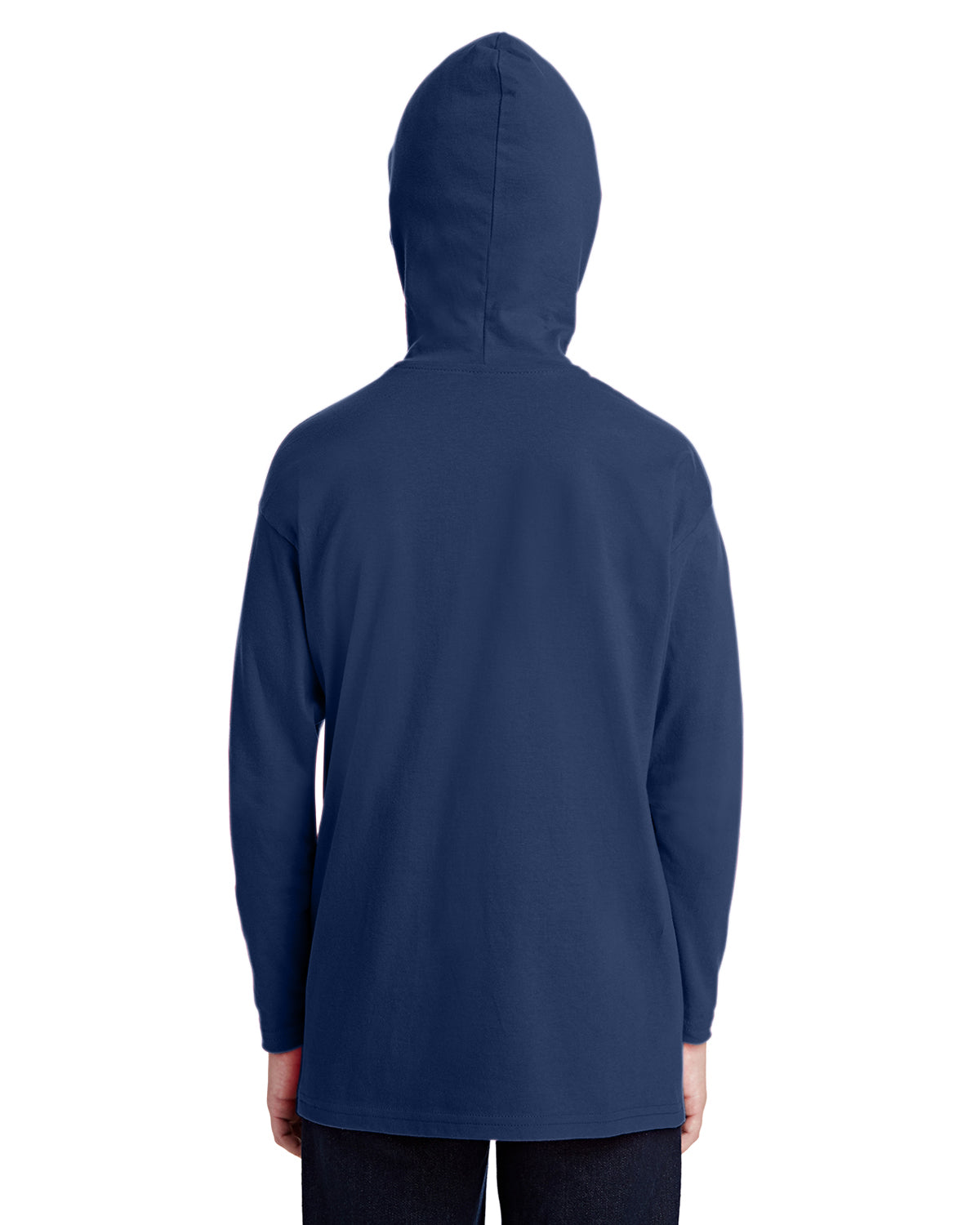 Youth Long-Sleeve Hooded T-Shirt - Navy