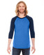 American Apparel BB453W - Unisex Poly-Cotton 3/4-Sleeve Raglan T-Shirt - Heather Lake Blue / Navy
