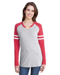 Women's Gameday Mash-Up Long Sleeve Fine Jersey T-Shirt - Vintage Heather / Vintage Red / W