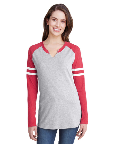 Women's Gameday Mash-Up Long Sleeve Fine Jersey T-Shirt - Vintage Heather / Vintage Red / W