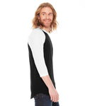 Unisex Poly-Cotton 3/4-Sleeve Raglan T-Shirt - Black / White