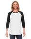 American Apparel BB453W - Unisex Poly-Cotton 3/4-Sleeve Raglan T-Shirt - White / Heather Black