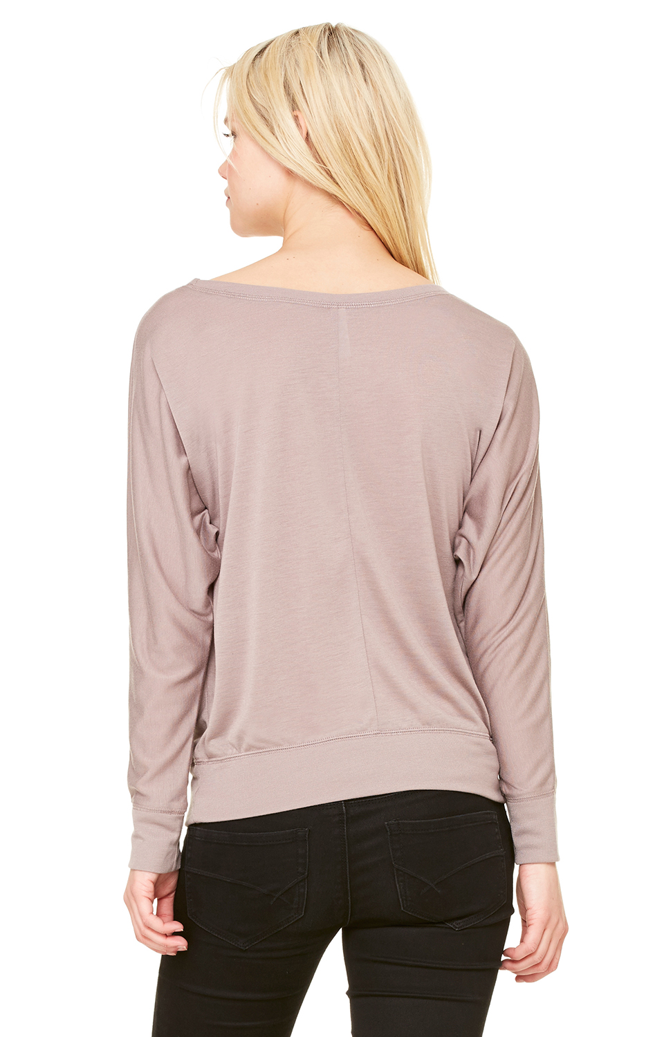 Women's Flowy Long-Sleeve Off Shoulder T-Shirt - Pebble Brown
