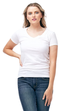 Women's Slim Fit Fine Jersey V-Neck - White