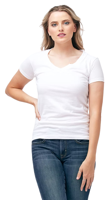 Women's Slim Fit Fine Jersey V-Neck - White