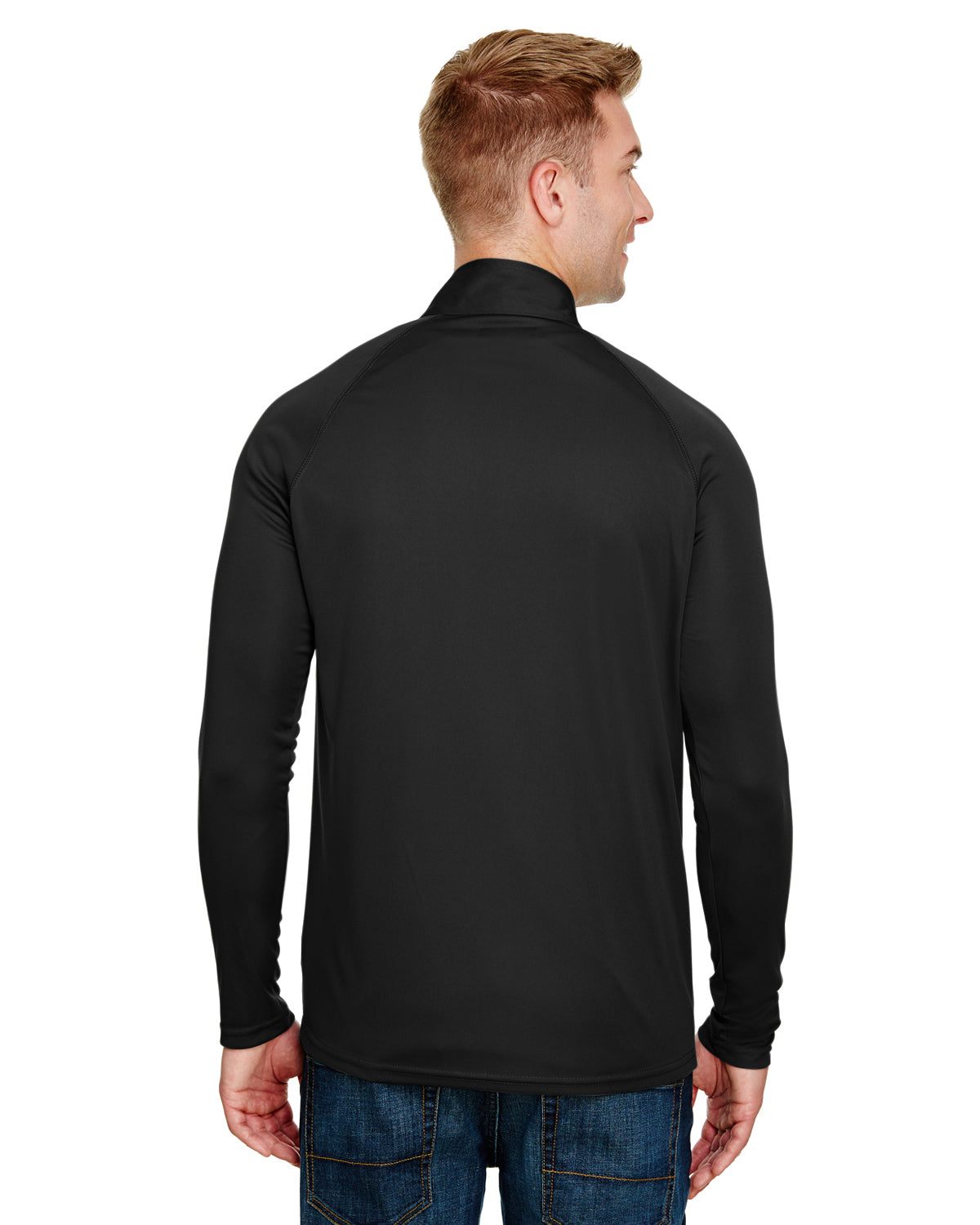 Unisex Daily Polyester 1/4 Zip - Black