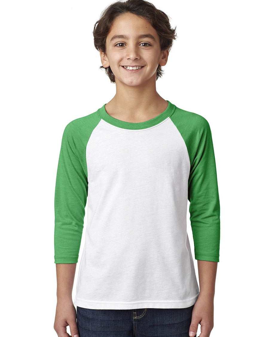 Youth CVC 3/4-Sleeve Raglan - Kelly / White