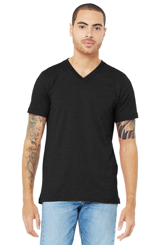 Unisex Jersey Short-Sleeve V-Neck T-Shirt - Heather Black