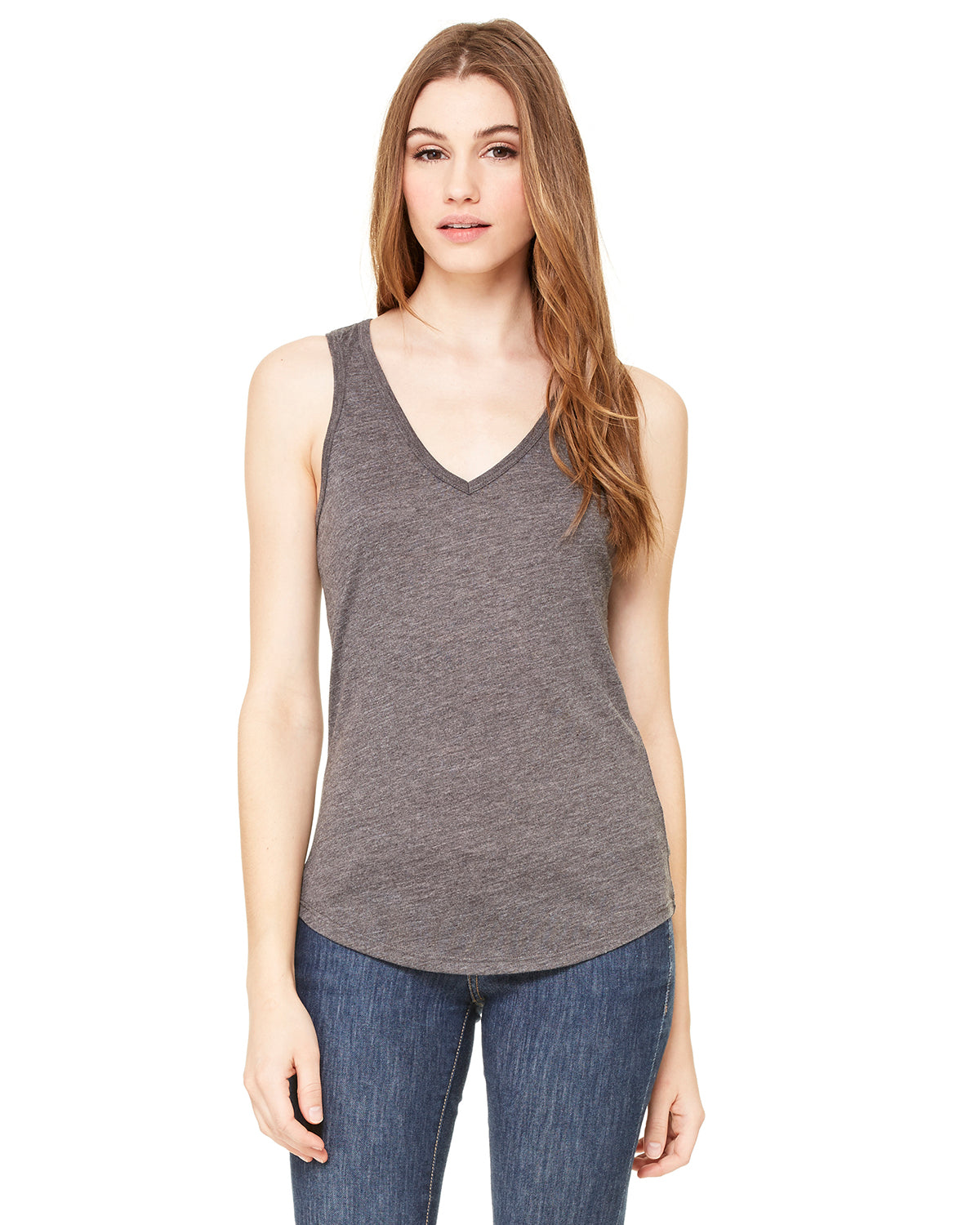 Women's Flowy V-Neck Tank - Heather Dark Gray