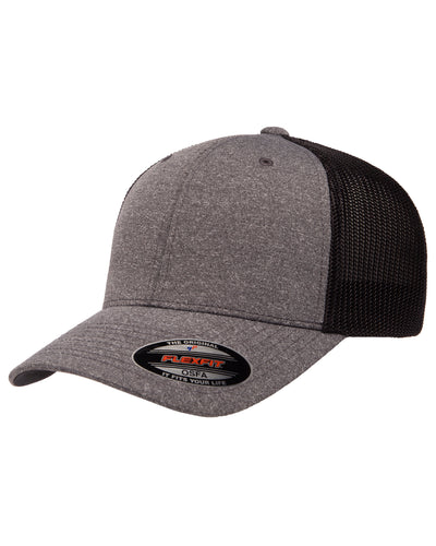 Unisex Poly Mélange Stretch Mesh Cap - Dark Heather Gray / Black