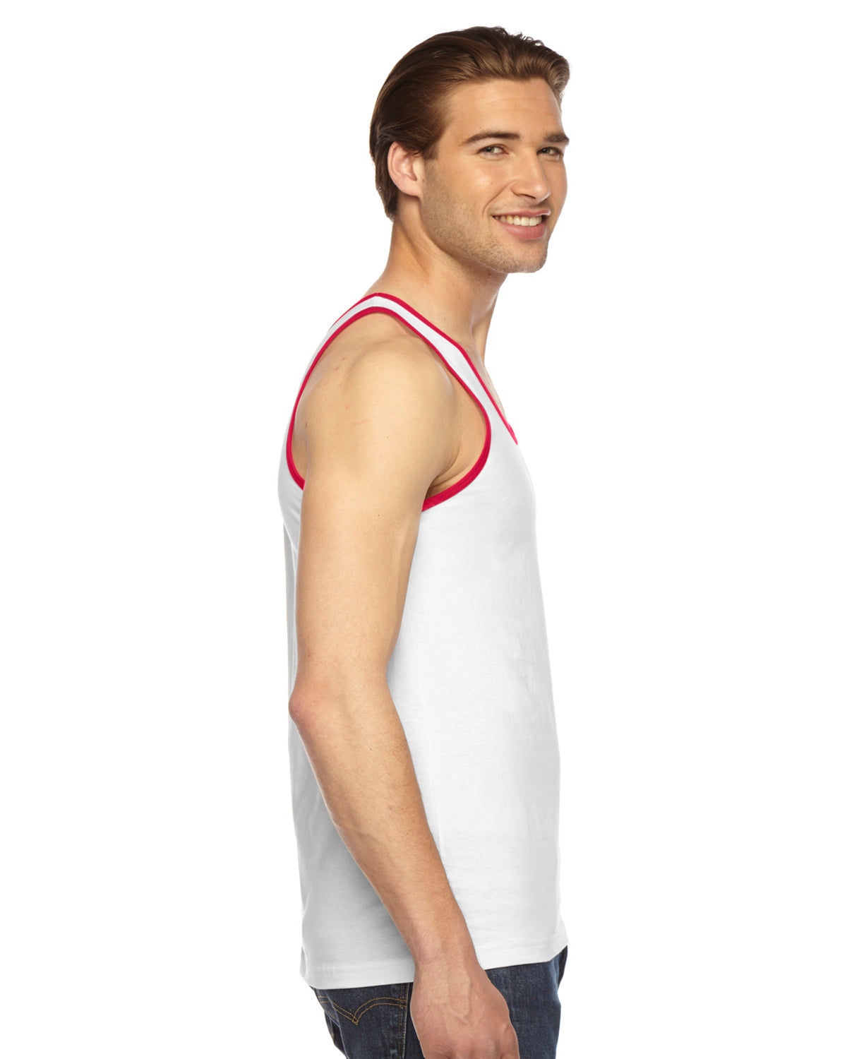 Unisex Fine Jersey Tank - White / Red