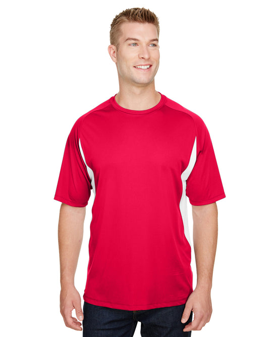 Men's Cooling Performance Color Blocked T-Shirt - Scarlet / White