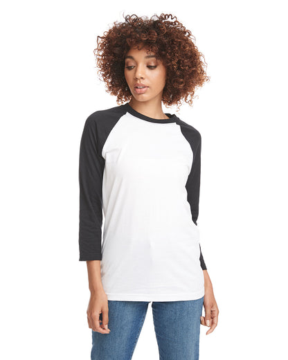 Unisex CVC 3/4 Sleeve Raglan Baseball T-Shirt - Black / White