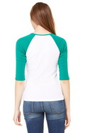 Women's Baby Rib 3/4-Sleeve Contrast Raglan T-Shirt - White / Kelly
