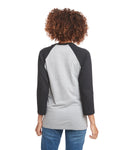 Unisex CVC 3/4 Sleeve Raglan Baseball T-Shirt - Black / Dark Heather Gray