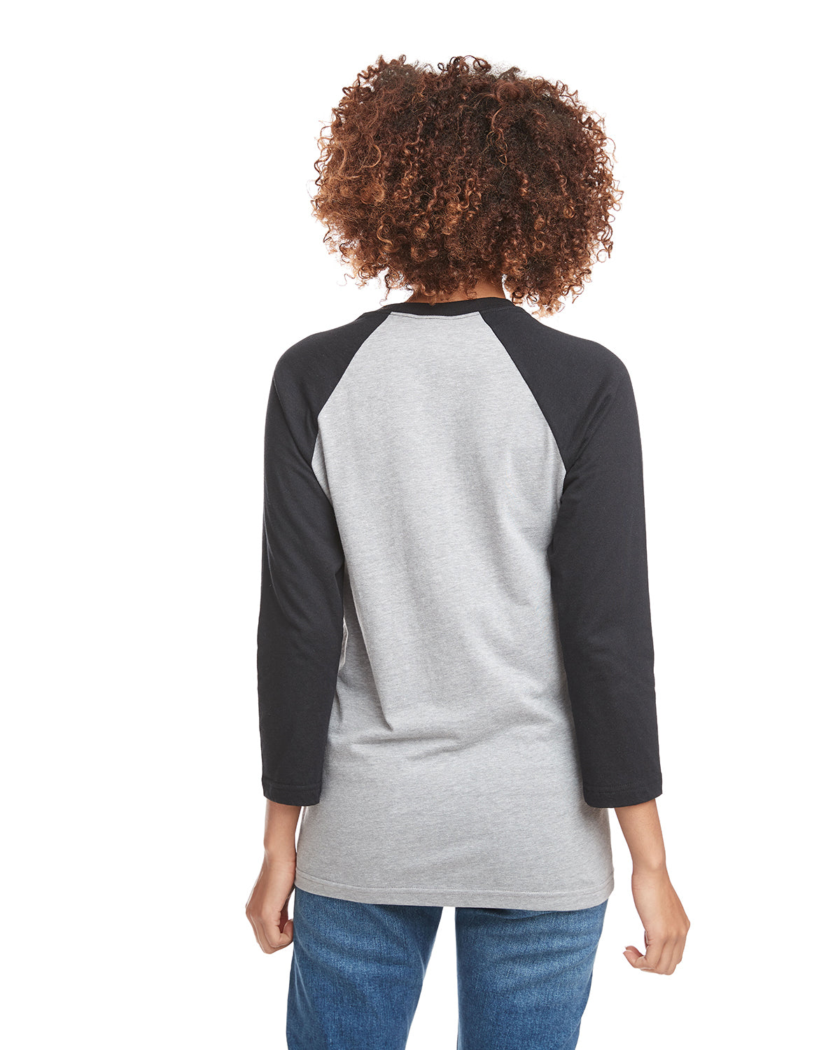 Unisex CVC 3/4 Sleeve Raglan Baseball T-Shirt - Black / Dark Heather Gray