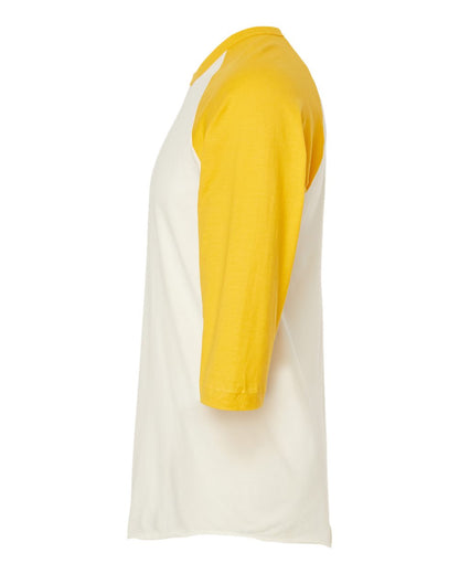Unisex Fine Jersey Raglan Tee - Vintage White/ Mellow Yellow
