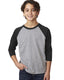 Next Level 3352 - Youth CVC 3/4-Sleeve Raglan - Black / Dark Gray Heather